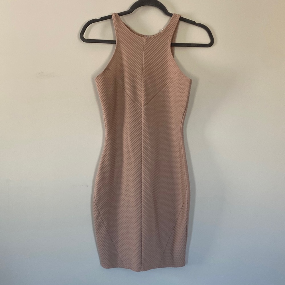 *!!WORN ONCE!!* Nude bodycon dress with a high neck from CHARLOTTE RUSSE.
